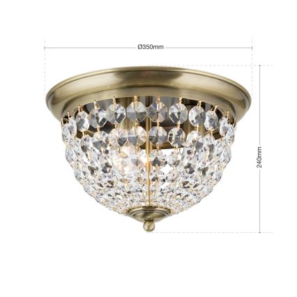 Plafón de cristal PLAFOND 3xE27/40W/230V diá. 35 cm bronce