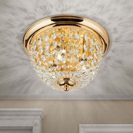 Plafón de cristal PLAFOND 3xE27/40W/230V diá. 35 cm dorado