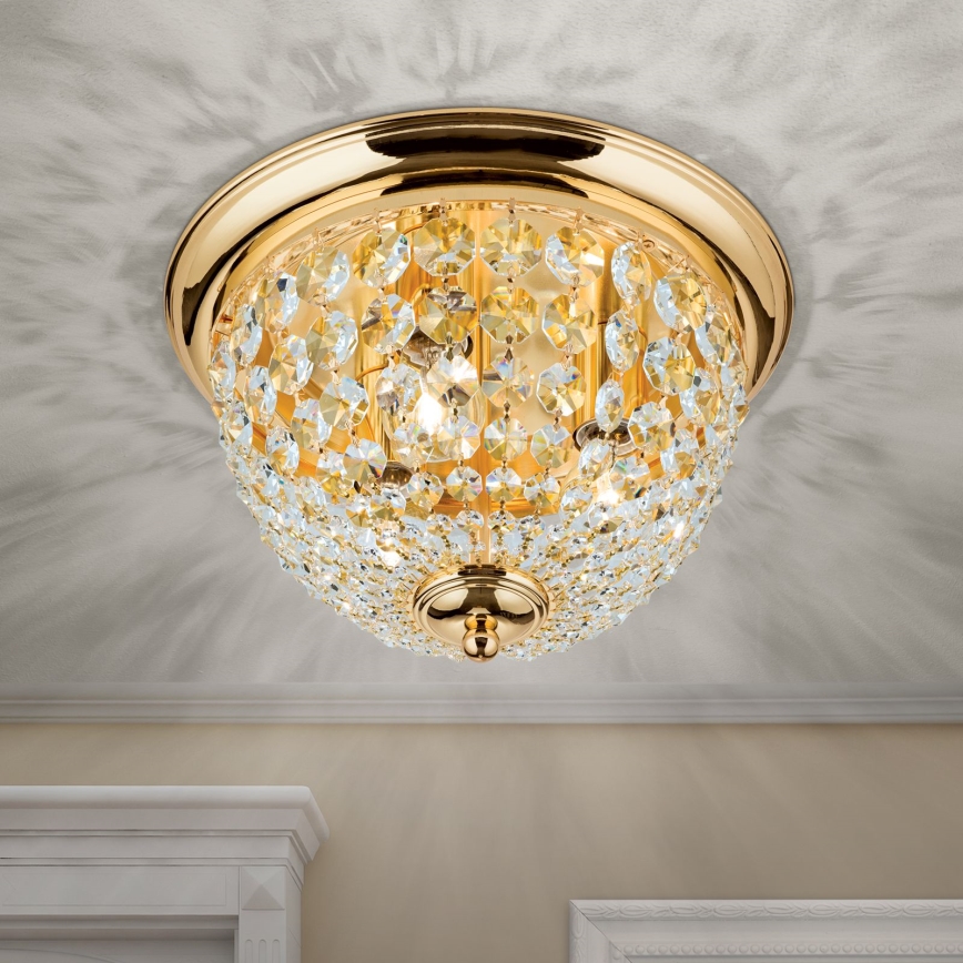 Plafón de cristal PLAFOND 3xE27/40W/230V diá. 35 cm dorado