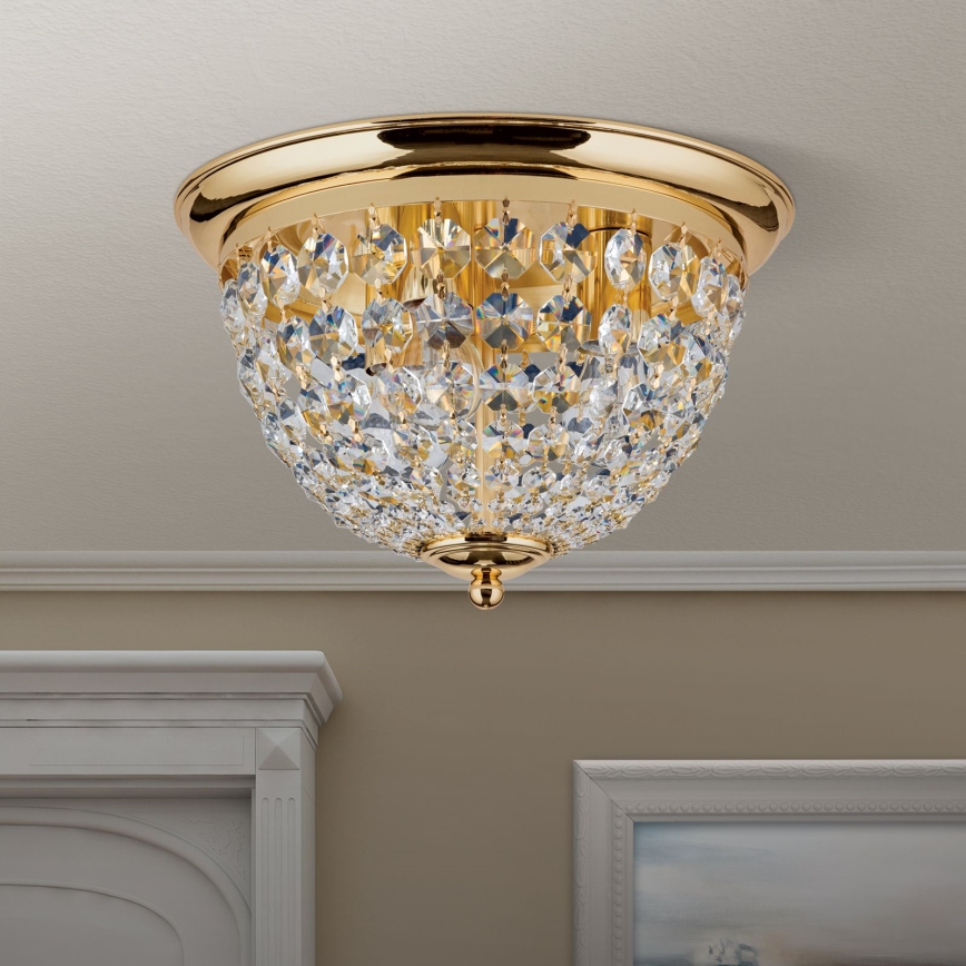 Plafón de cristal PLAFOND 3xE27/40W/230V diá. 35 cm dorado