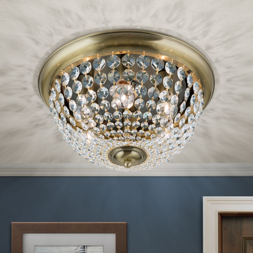 Plafón de cristal PLAFOND 6xE27/40W/230V diá. 47 cm bronce