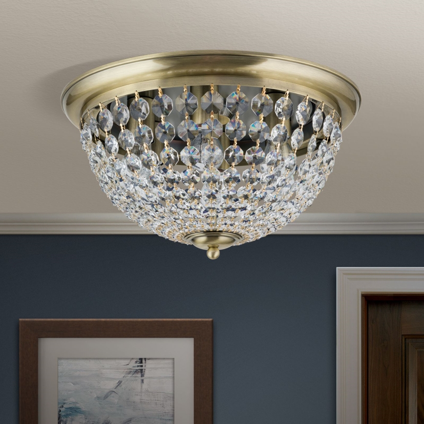 Plafón de cristal PLAFOND 6xE27/40W/230V diá. 47 cm bronce