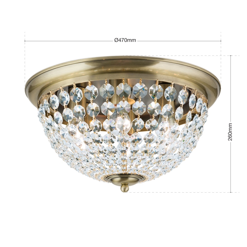 Plafón de cristal PLAFOND 6xE27/40W/230V diá. 47 cm bronce