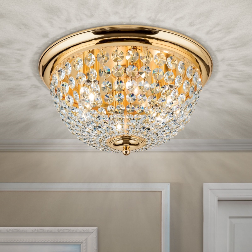 Plafón de cristal PLAFOND 6xE27/40W/230V diá. 47 cm dorado