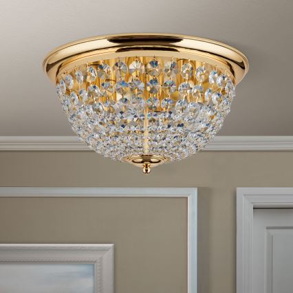 Plafón de cristal PLAFOND 6xE27/40W/230V diá. 47 cm dorado