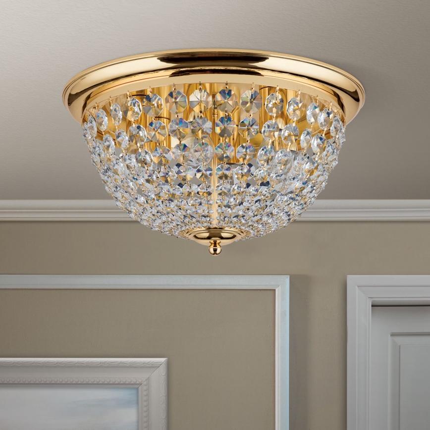Plafón de cristal PLAFOND 6xE27/40W/230V diá. 47 cm dorado
