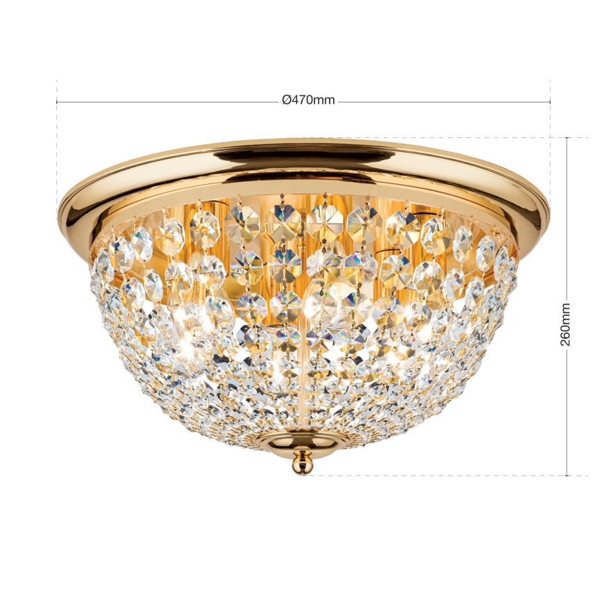 Plafón de cristal PLAFOND 6xE27/40W/230V diá. 47 cm dorado