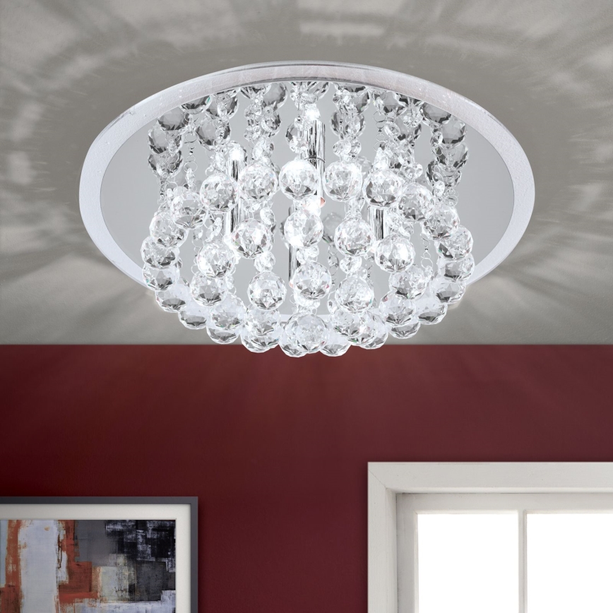 Plafón de cristal GLORIA 4xG9/40W/230V diá. 38 cm transparente/cromo brillante