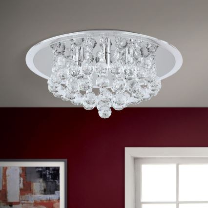 Plafón de cristal GLORIA 4xG9/40W/230V diá. 38 cm transparente/cromo brillante