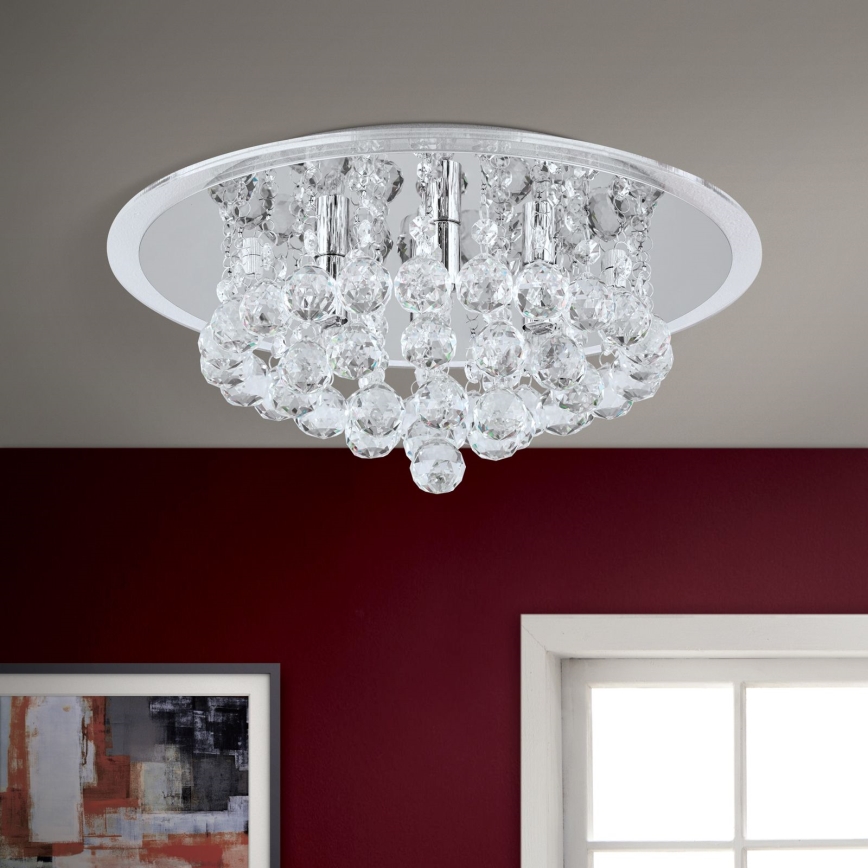 Plafón de cristal GLORIA 4xG9/40W/230V diá. 38 cm transparente/cromo brillante