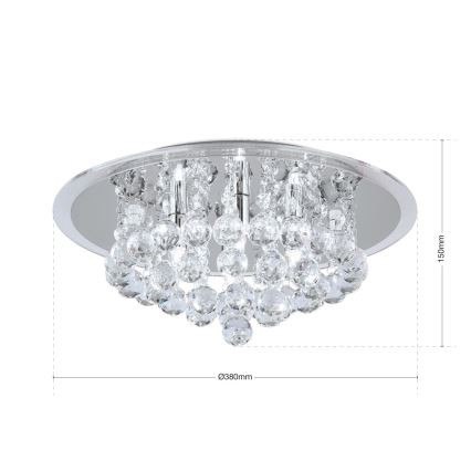 Plafón de cristal GLORIA 4xG9/40W/230V diá. 38 cm transparente/cromo brillante