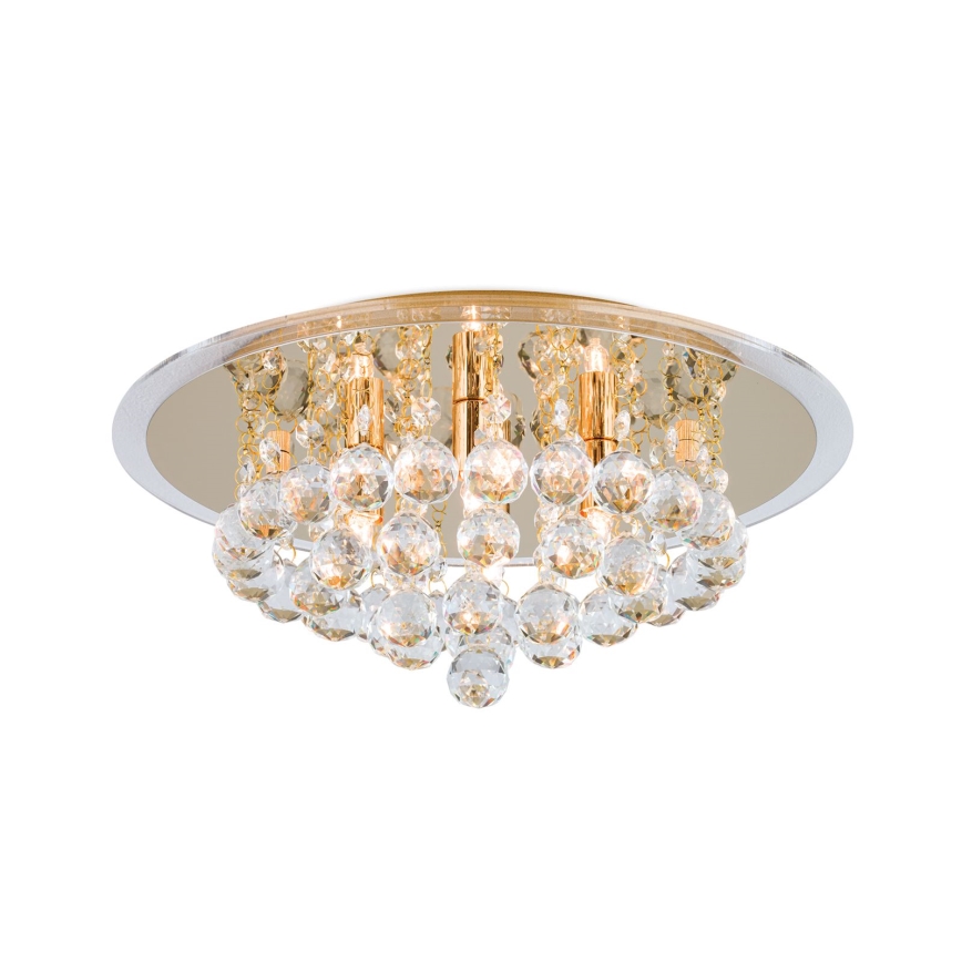 Plafón de cristal GLORIA 4xG9/40W/230V diá. 38 cm dorado