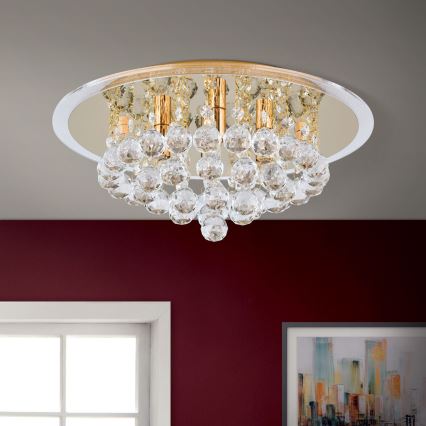 Plafón de cristal GLORIA 4xG9/40W/230V diá. 38 cm dorado