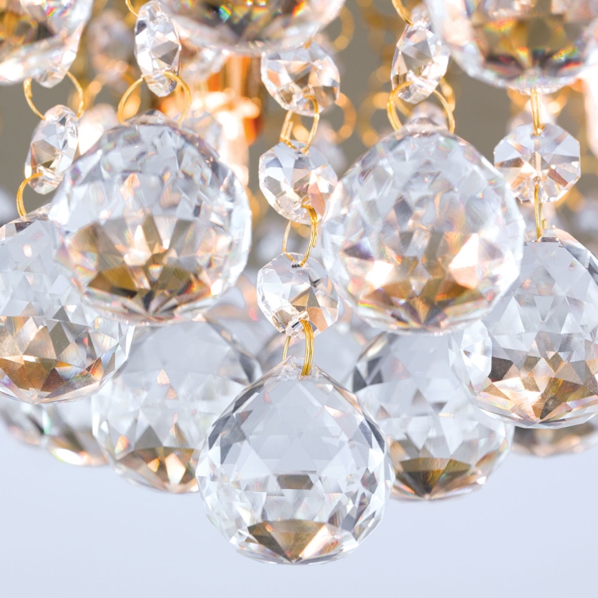 Plafón de cristal GLORIA 4xG9/40W/230V diá. 38 cm dorado