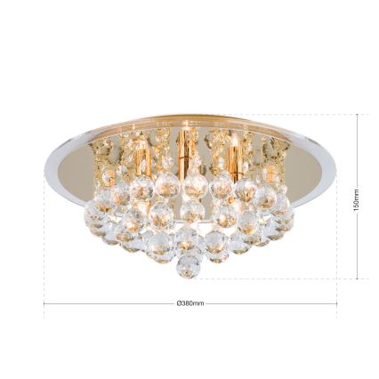 Plafón de cristal GLORIA 4xG9/40W/230V diá. 38 cm dorado
