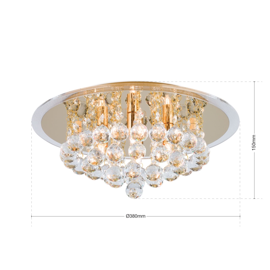 Plafón de cristal GLORIA 4xG9/40W/230V diá. 38 cm dorado