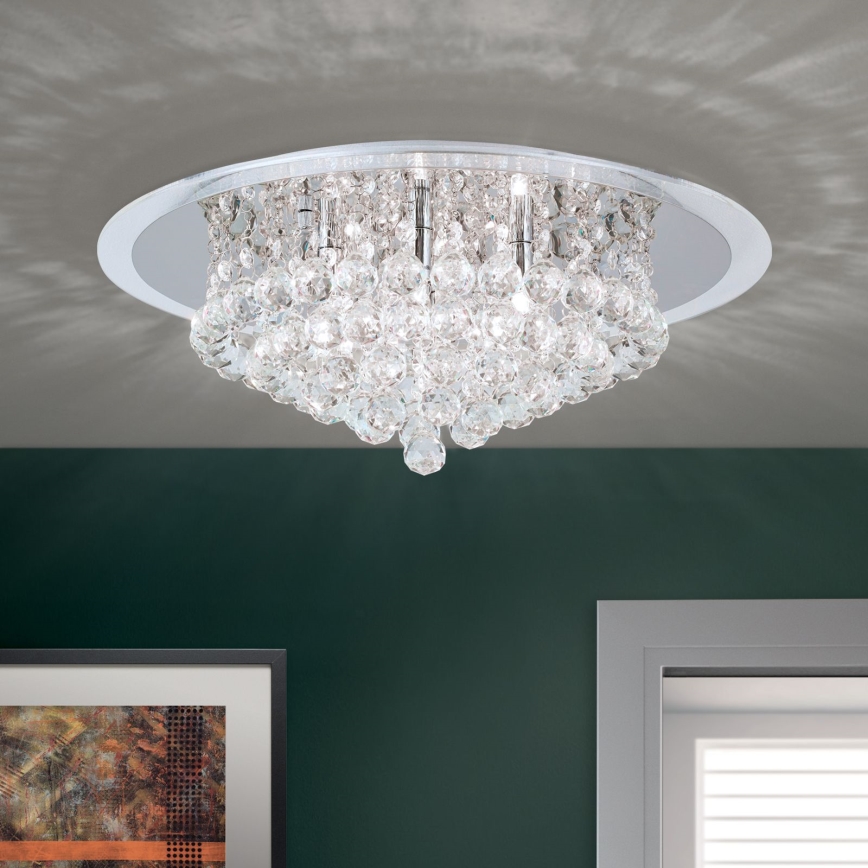 Plafón de cristal GLORIA 6xG9/40W/230V diá. 50 cm transparente/cromo brillante
