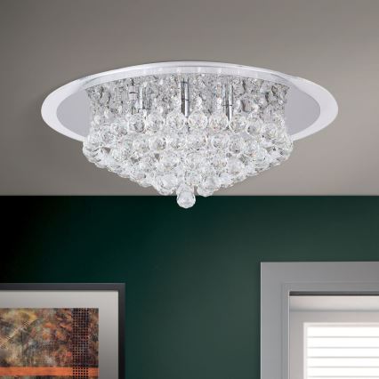 Plafón de cristal GLORIA 6xG9/40W/230V diá. 50 cm transparente/cromo brillante