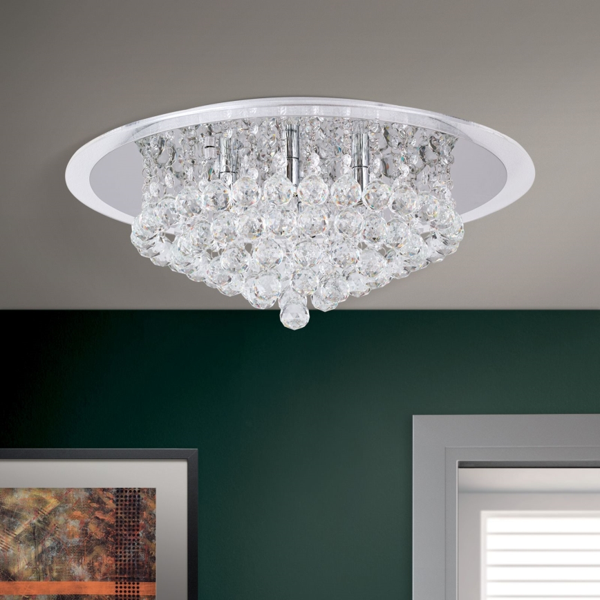 Plafón de cristal GLORIA 6xG9/40W/230V diá. 50 cm transparente/cromo brillante