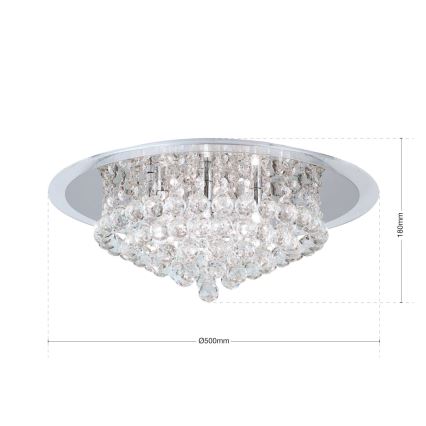 Plafón de cristal GLORIA 6xG9/40W/230V diá. 50 cm transparente/cromo brillante