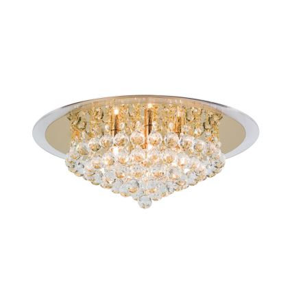 Plafón de cristal GLORIA 6xG9/40W/230V diá. 50 cm dorado