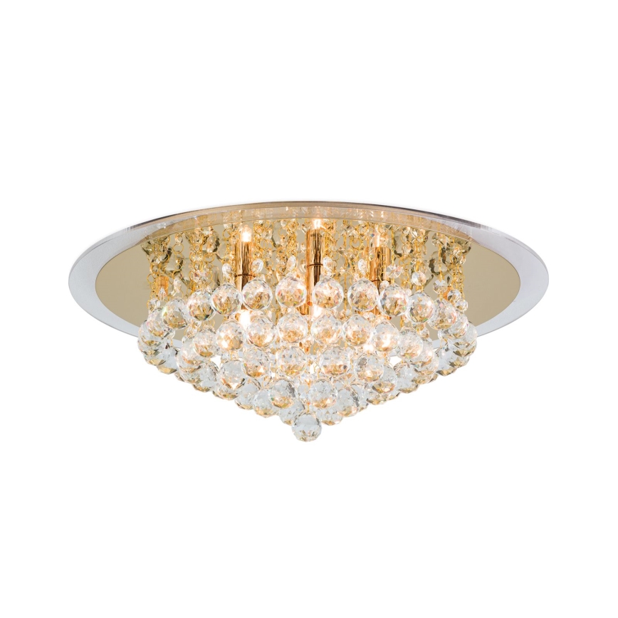 Plafón de cristal GLORIA 6xG9/40W/230V diá. 50 cm dorado
