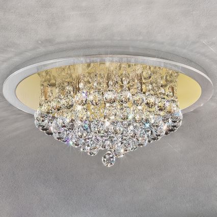 Plafón de cristal GLORIA 6xG9/40W/230V diá. 50 cm dorado