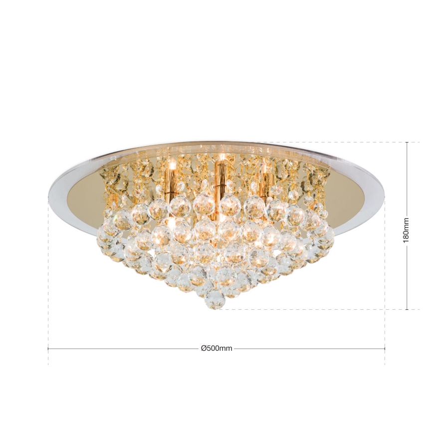 Plafón de cristal GLORIA 6xG9/40W/230V diá. 50 cm dorado