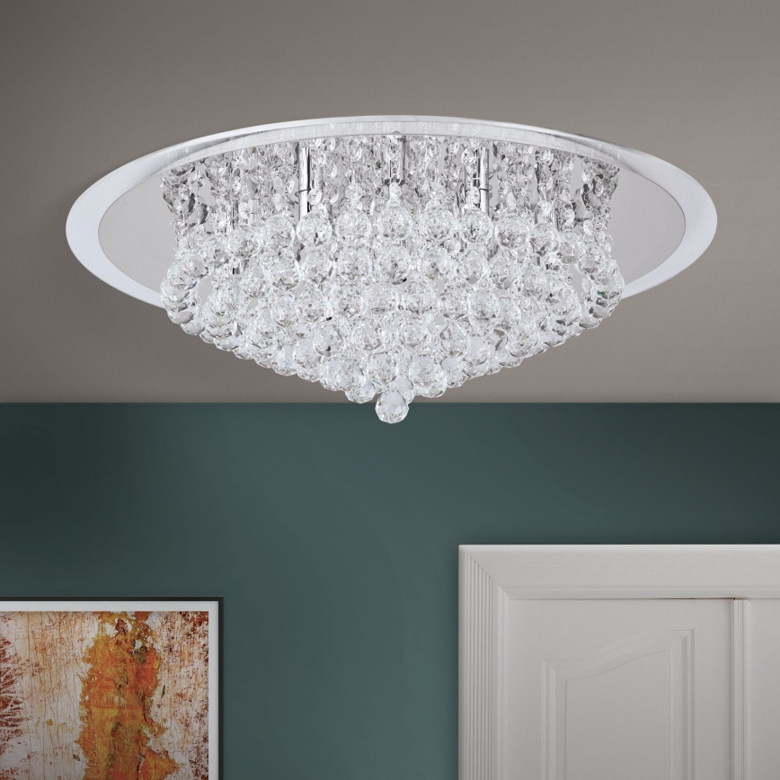 Plafón de cristal GLORIA 9xG9/40W/230V diá. 62 cm transparente/cromo brillante