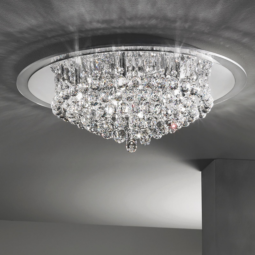 Plafón de cristal GLORIA 9xG9/40W/230V diá. 62 cm transparente/cromo brillante