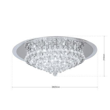 Plafón de cristal GLORIA 9xG9/40W/230V diá. 62 cm transparente/cromo brillante