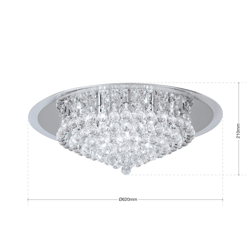 Plafón de cristal GLORIA 9xG9/40W/230V diá. 62 cm transparente/cromo brillante