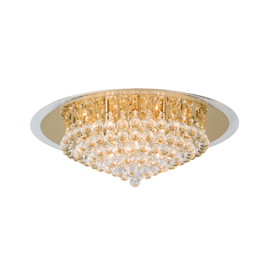 Plafón de cristal GLORIA 9xG9/40W/230V diá. 62 cm dorado