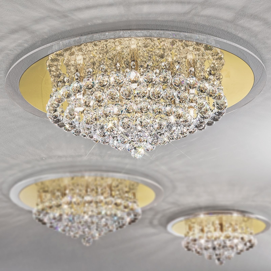Plafón de cristal GLORIA 9xG9/40W/230V diá. 62 cm dorado
