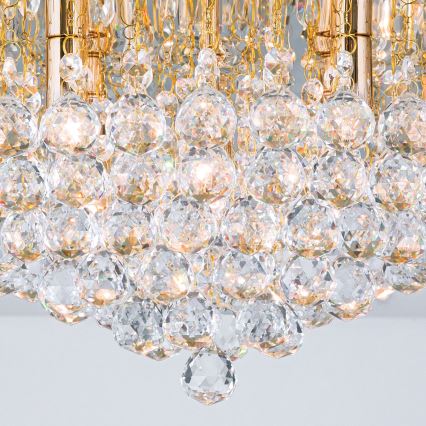 Plafón de cristal GLORIA 9xG9/40W/230V diá. 62 cm dorado