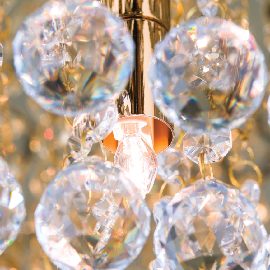 Plafón de cristal GLORIA 9xG9/40W/230V diá. 62 cm dorado