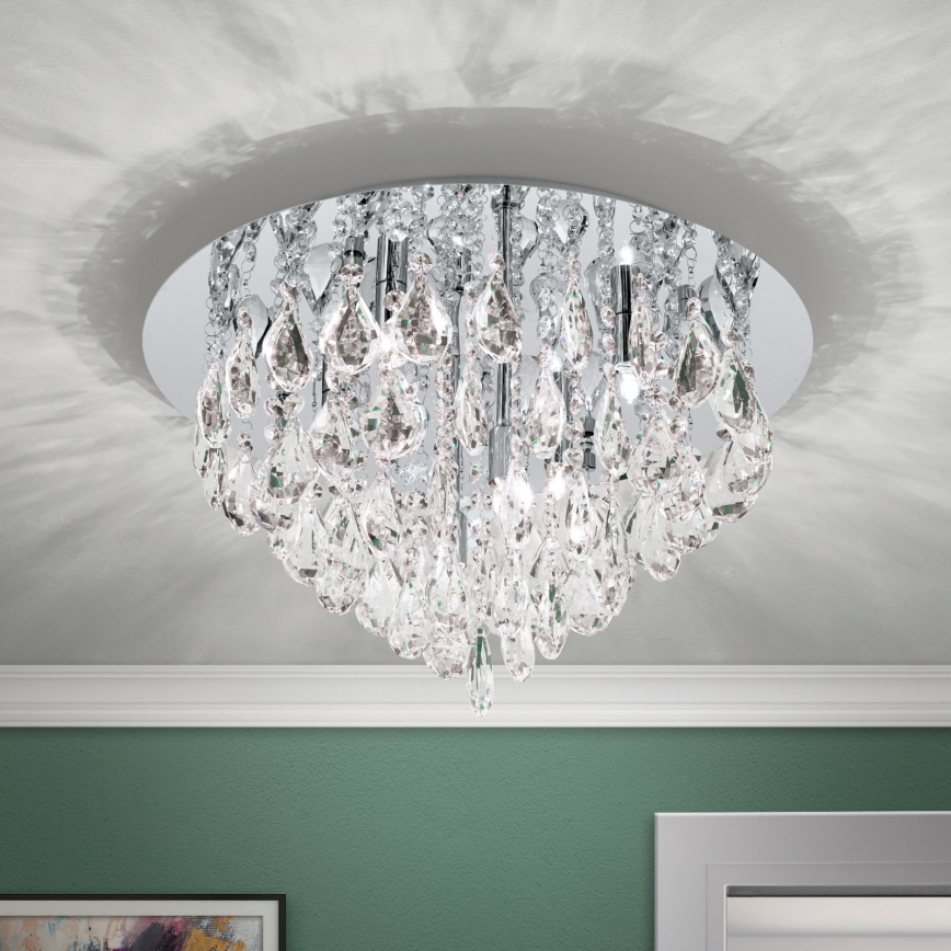 Plafón de cristal CELESTE 6xG9/40W/230V diá. 45 cm cromo brillante