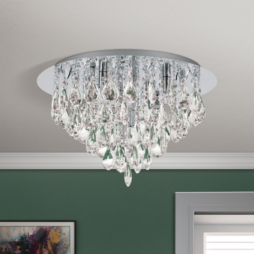Plafón de cristal CELESTE 6xG9/40W/230V diá. 45 cm cromo brillante