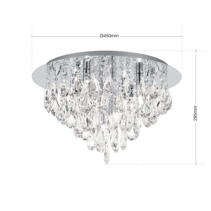 Plafón de cristal CELESTE 6xG9/40W/230V diá. 45 cm cromo brillante