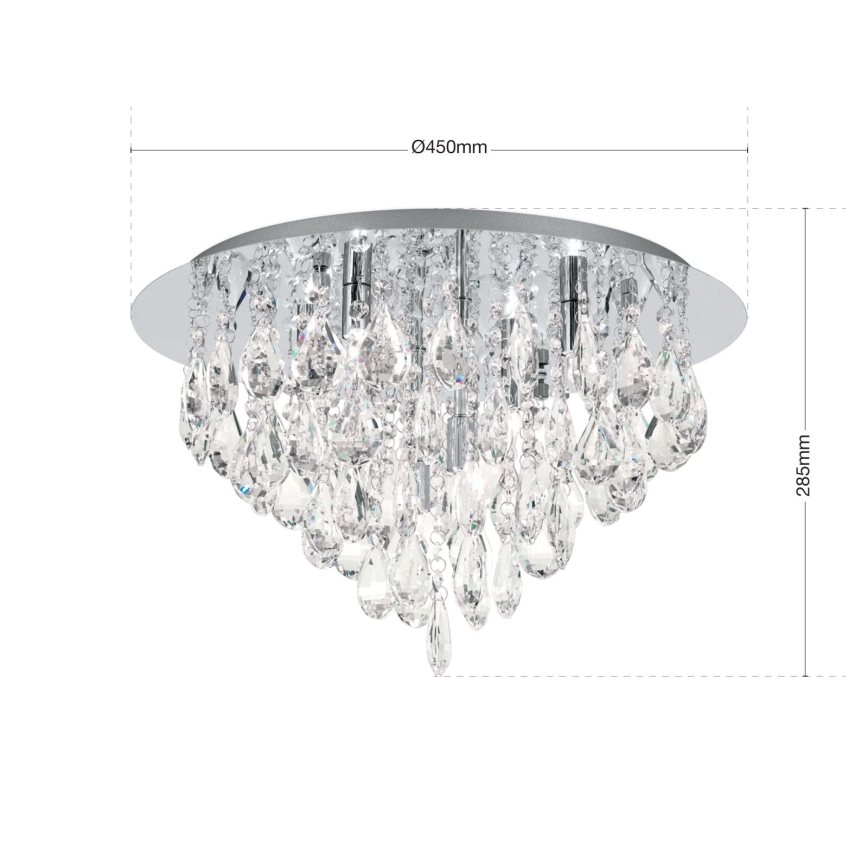 Plafón de cristal CELESTE 6xG9/40W/230V diá. 45 cm cromo brillante