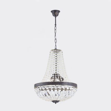 Lámpara colgante de cristal ARILA 3xE27/60W/230V diá. 40 cm marrón/pátina