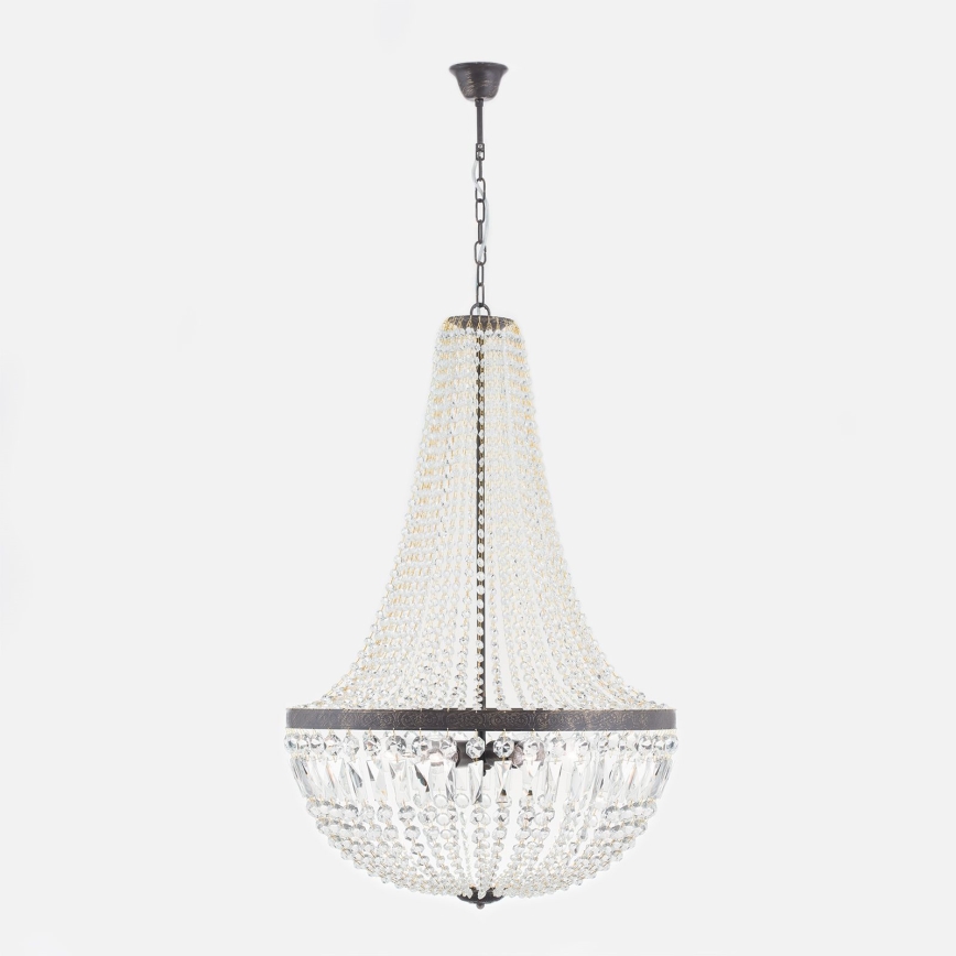 Lámpara colgante de cristal ARILA 6xE27/60W/230V diá. 60 cm marrón/pátina