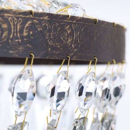 Lámpara colgante de cristal ARILA 6xE27/60W/230V diá. 60 cm marrón/pátina