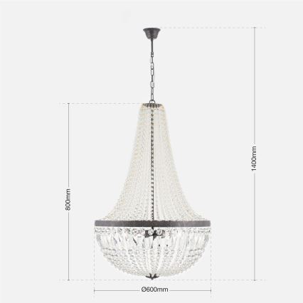 Lámpara colgante de cristal ARILA 6xE27/60W/230V diá. 60 cm marrón/pátina