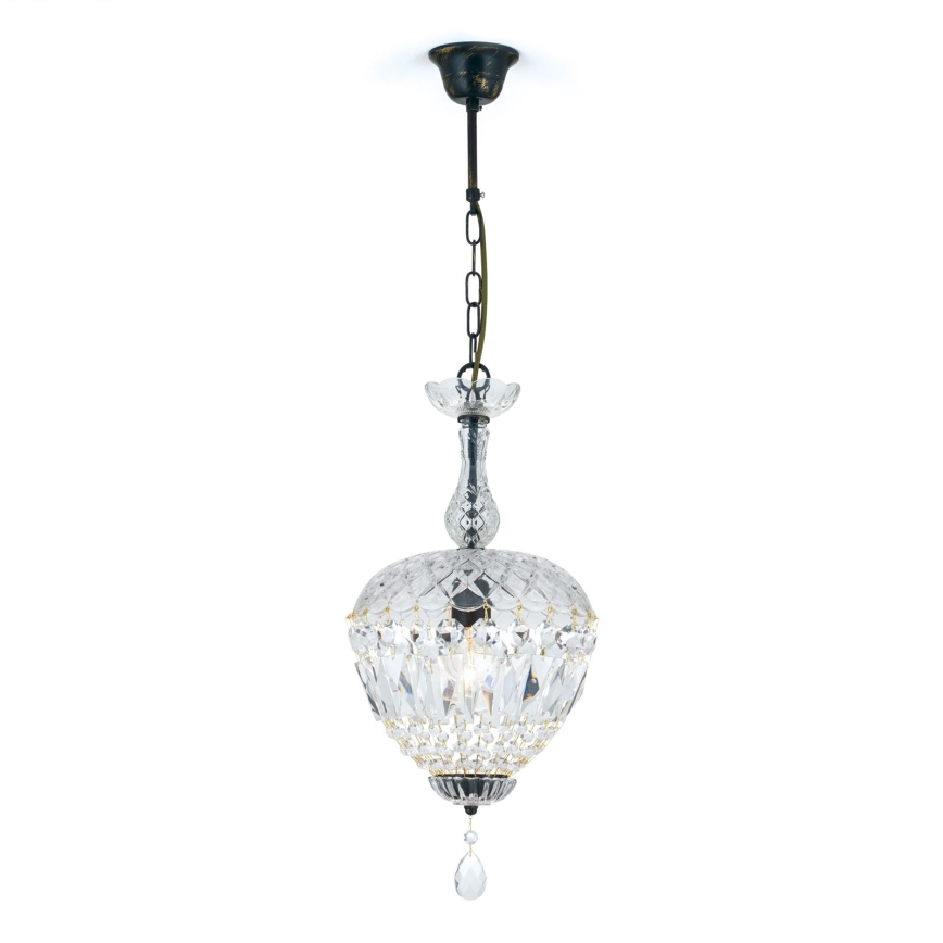 Lámpara colgante de cristal ARILA 1xE27/60W/230V diá. 25 cm marrón/pátina
