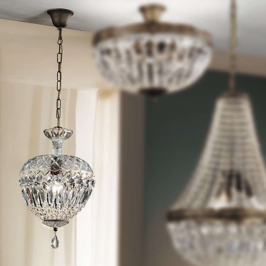 Lámpara colgante de cristal ARILA 1xE27/60W/230V diá. 25 cm marrón/pátina