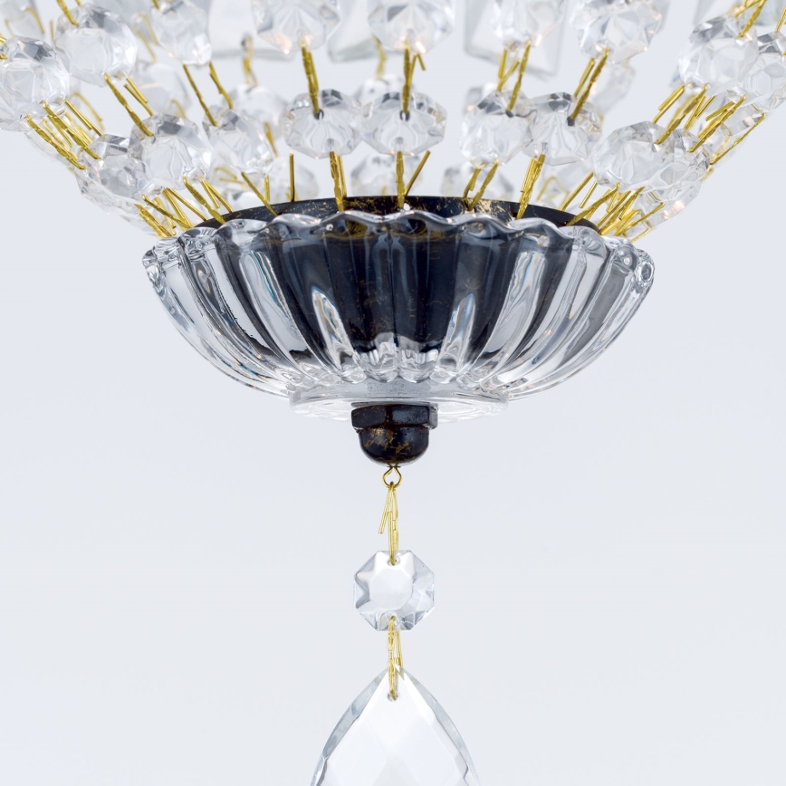 Lámpara colgante de cristal ARILA 1xE27/60W/230V diá. 25 cm marrón/pátina
