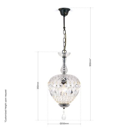 Lámpara colgante de cristal ARILA 1xE27/60W/230V diá. 25 cm marrón/pátina