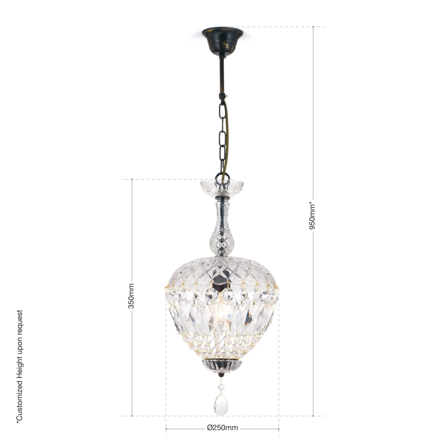 Lámpara colgante de cristal ARILA 1xE27/60W/230V diá. 25 cm marrón/pátina