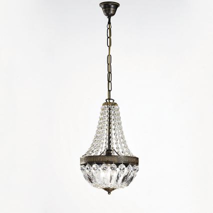 Lámpara colgante de cristal ARILA 1xE27/60W/230V diá. 25,5 cm marrón/pátina